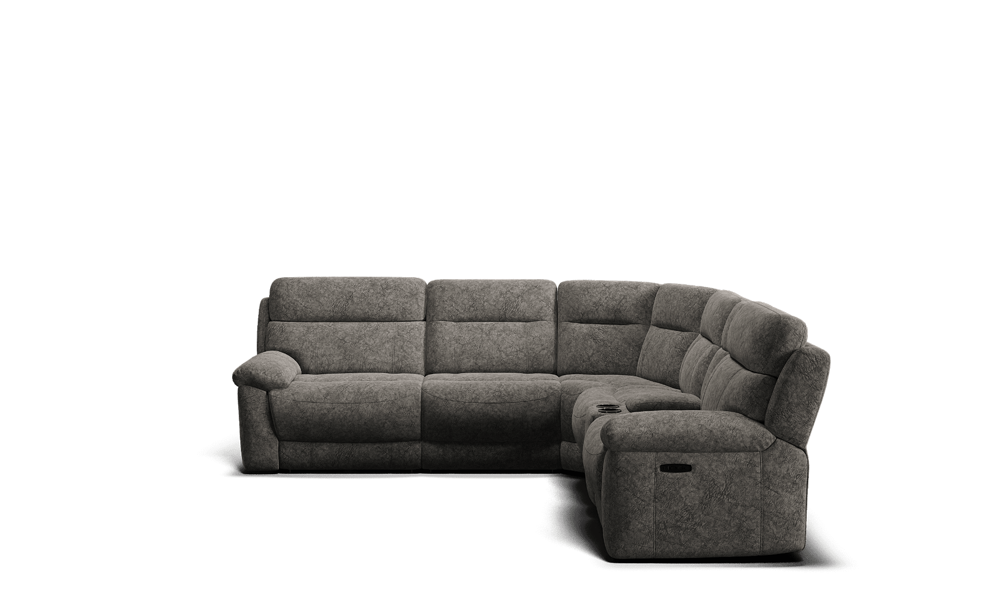 Elixir 6 seat corner modular with electric recliners & electric headrests with console