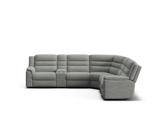 Porter 5 seat corner modular with electric recliners with adjustable headrests & console