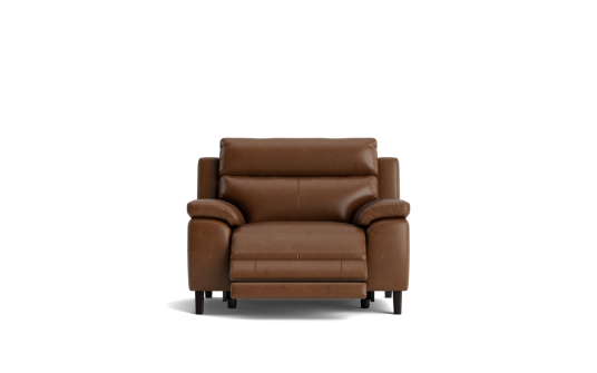 Memphis electric recliner with electric headrest in dakota leather brown