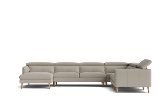 Anika 9 seat corner modular with chaise & adjustable headrests
