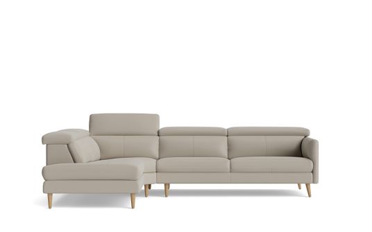 Anika corner modular + terminal in Light Grey Leather