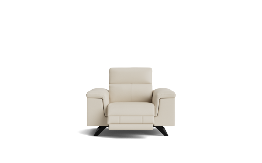 Everly Electric Recliner with Headrests in white leather 