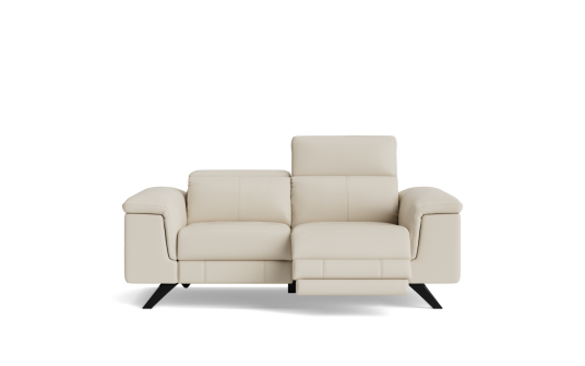 Everly 2 seat dual electric recliner + headrest in white leather