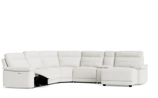 Kylie 5 seat corner modular with electric recliner, console & chaise