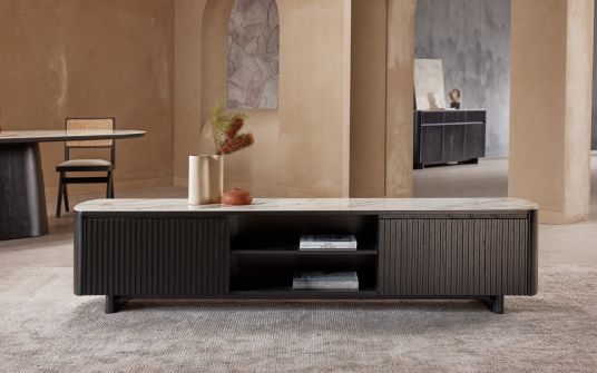 Allegria Smoked Oak and Ceramic TV unit