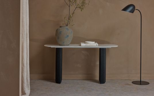 Flute Console - Black oak with Marble Top