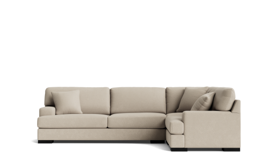 Clovelly 5.5 seat right facing corner modular in friday fabric stone