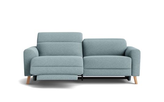 Barbuda 3 seat dual electric recliners with electric headrests in friday fabric ocean
