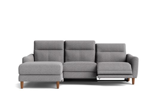 Elwood fabric 3 seat recliner + left facing chaise