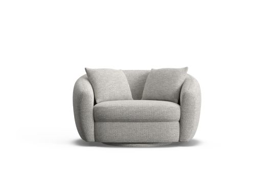 Nora swivel armchair in merino fabric cotton
