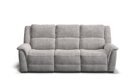 Oxford 3 seat dual electric recliners in serra fabric silver grey | Nick Scali