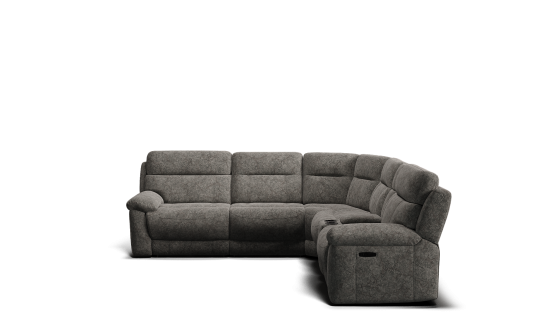 Elixir 6 seat corner modular with electric recliners & electric headrests with console