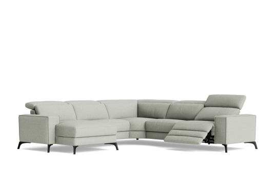 Luigi 2.5 seat corner modular with electric recliner, electric headrests & chaise