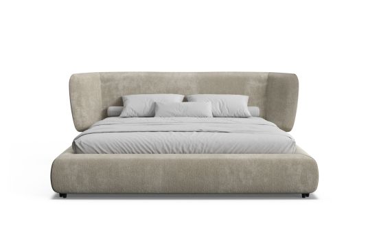 Hutch king bed frame in quanta fabric turtledove