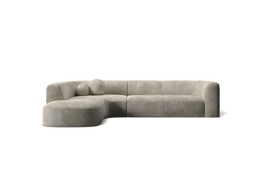 Los Angeles 6 seat left facing corner terminal with ball cushions in quanta fabric turtledove