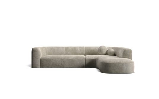 Los angeles 6 seat right facing corner terminal with ball cushions in quanta fabric turtledove