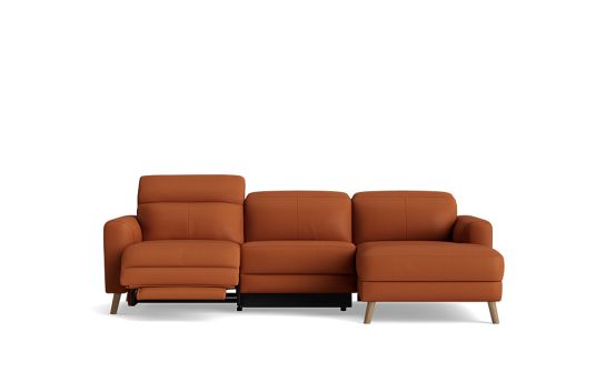 Antigua 2.5 seat leather recliner with right arm facing chaise