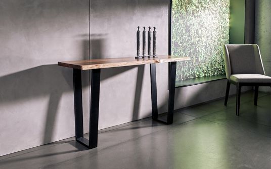 Bartolo Live Edge Black Wood Iron Console
