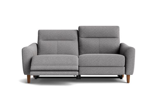 Elwood 3 seat dual electric recliner in grey fabric