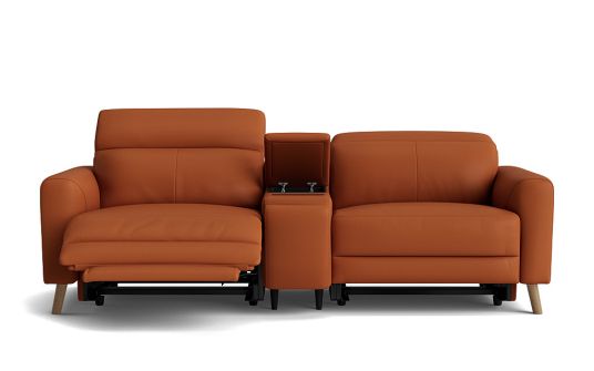 Antigua 3 seat dual electric recliners with electric headrests and console