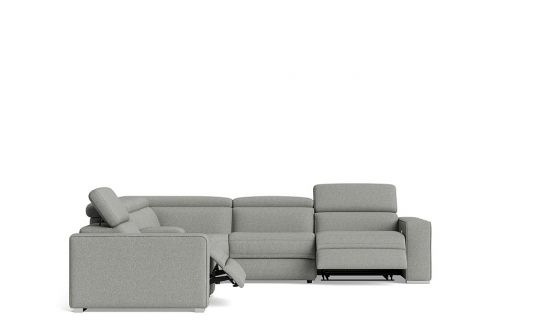 Tazio 6 seat corner modular with electric recliner, adjustable headrests & console