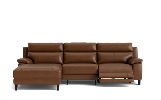 Memphis 3 seat electric recliner + electric headrest + chaise in brown leather