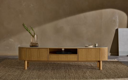 Montreale TV Entertainment Unit (220cm) - Oak with Ceramic top