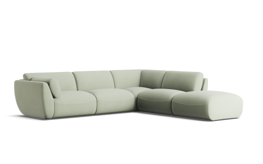 Willow 6 seat corner modular with high arms & ottoman