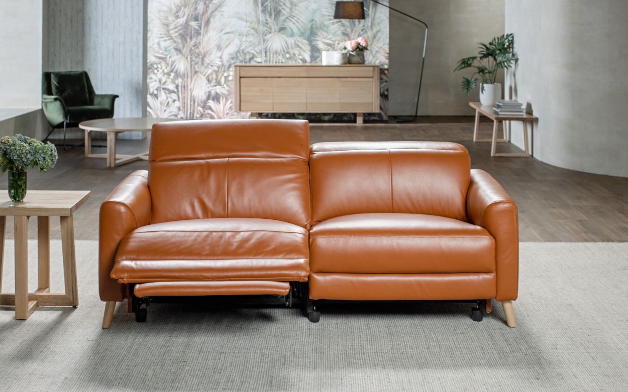 Electric Recliner Nick Scali Tan Leather Couch Antigua Lounge Sofa