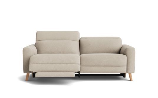 Barbuda 3 seat dual electric recliner with electric headrest in stone fabric