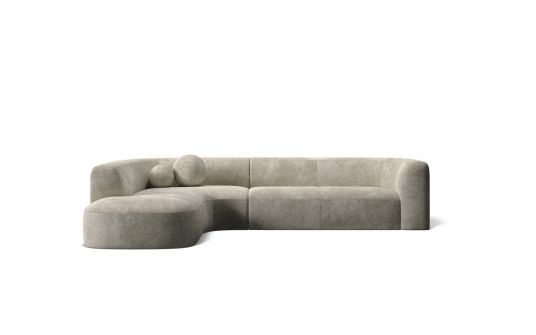 Los Angeles 6 seat left facing corner terminal with ball cushions in quanta fabric turtledove